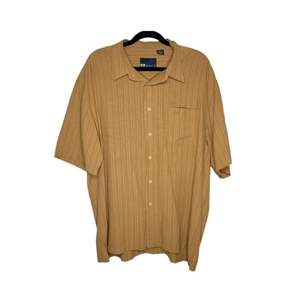 Hobie Mens short sleeve orange yellow stripe collared button up size XL 90s VTG